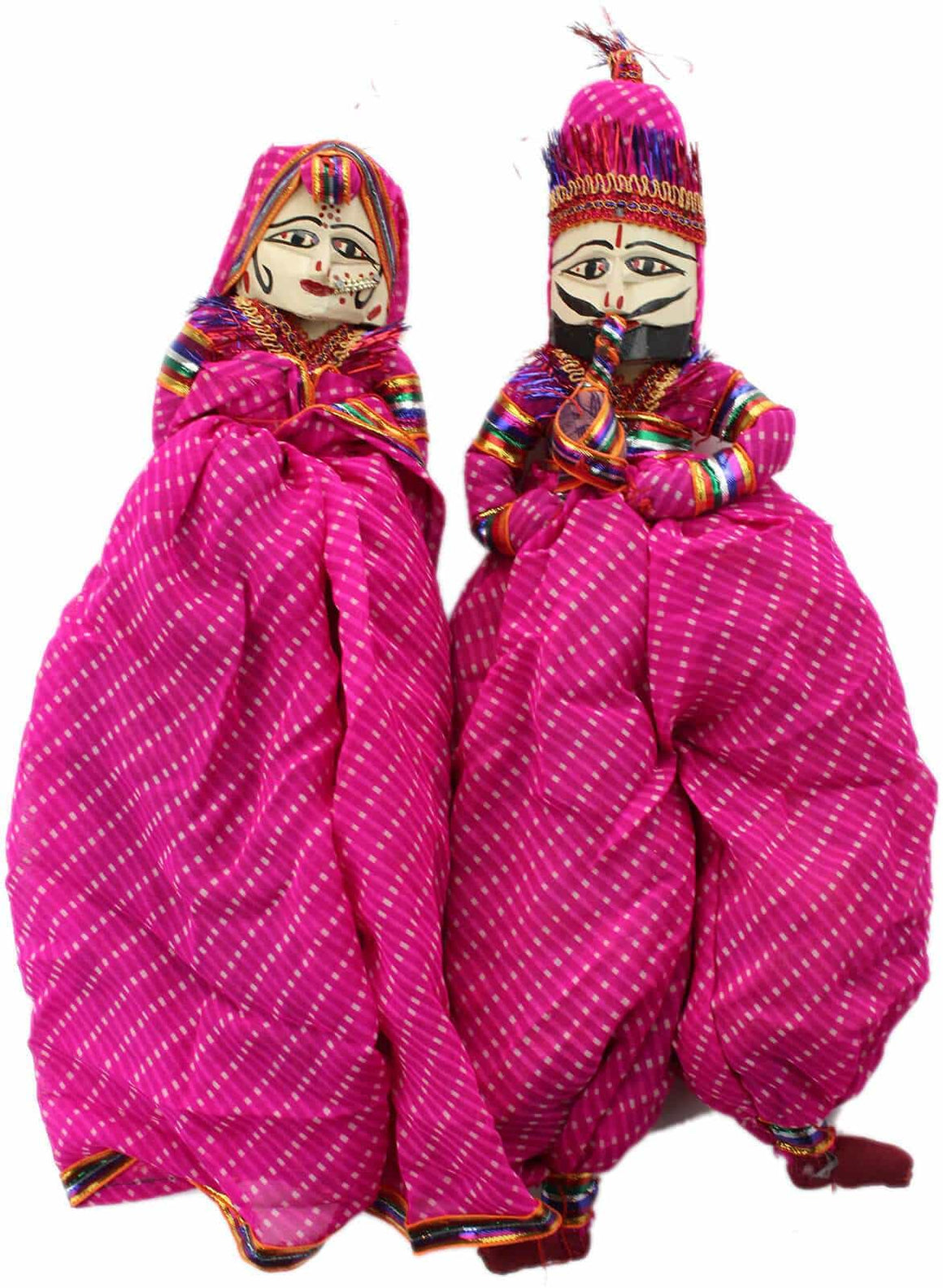 Traditional Georgette Bandhani Kathputli Puppet Pair