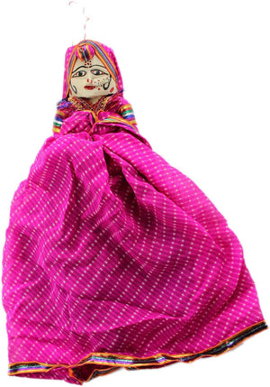 Traditional Georgette Bandhani Kathputli Puppet Pair