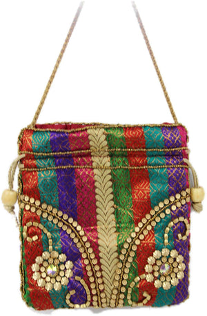 Handmade multi color beaded purse