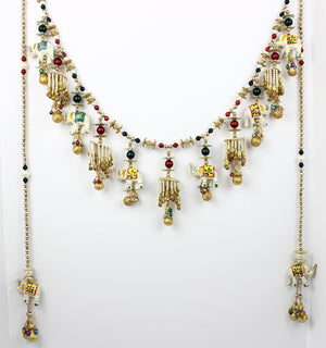 Traditional Wooden Elephant Door Hanging Toran with Colorful Pearls