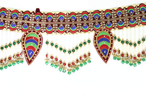 Beautiful Peacock Feather Colorful beads Toran