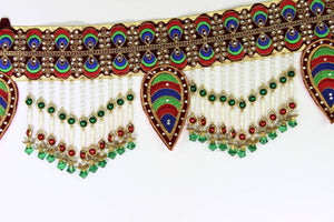 Beautiful Peacock Feather Colorful beads Toran